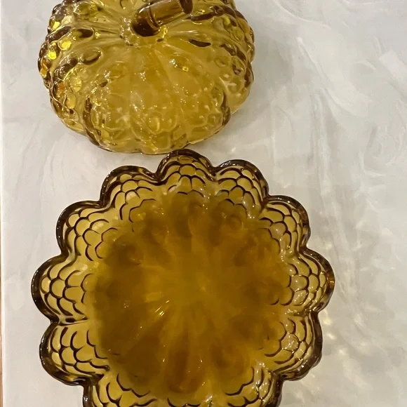 Cracker Barrel Amber glass 2 piece candy dish - Picture 13 of 13